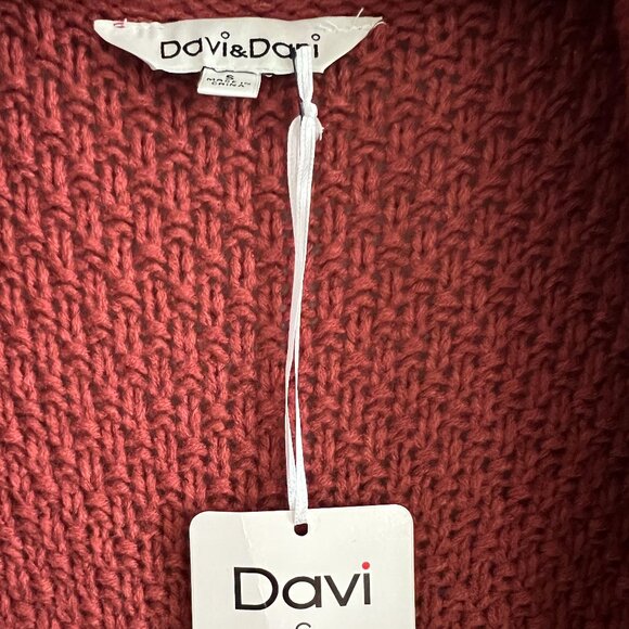 NWT Davi & Dani Rust Chunky Knit Open Front Cardigan – Women’s Small - Picture 7 of 11